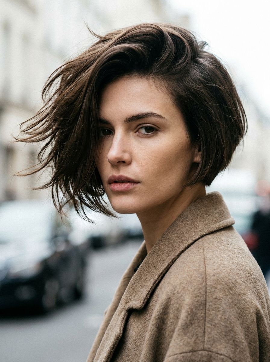 Kurzhaarfrisur mit langem Deckhaar und Seitenswept Look - Kurzhaarfrisuren mit langem Deckhaar